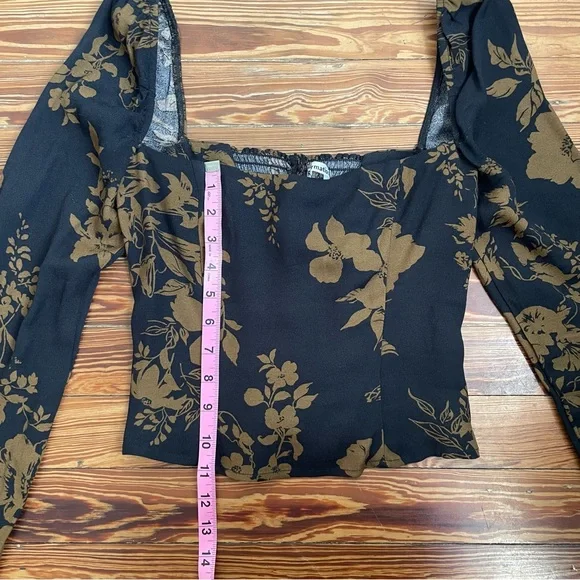 Reformation Blue and Brown Long Sleeve Floral Top - Picture 12 of 14
